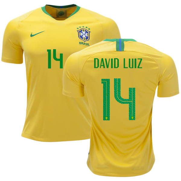 Brazil #14 David Luiz Home Soccer Country Jersey - Click Image to Close